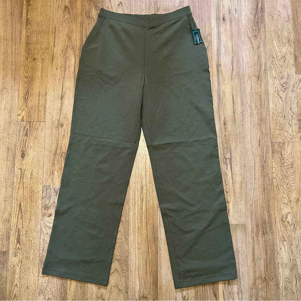 L.L.Bean olive green pull on trousers career pants sz small petite NWT